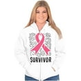 thumbnail image 1 of Survivor Breast Cancer Pink Ribbon Zip Hoodie Sweatshirt Women Brisco Brands S, 1 of 6