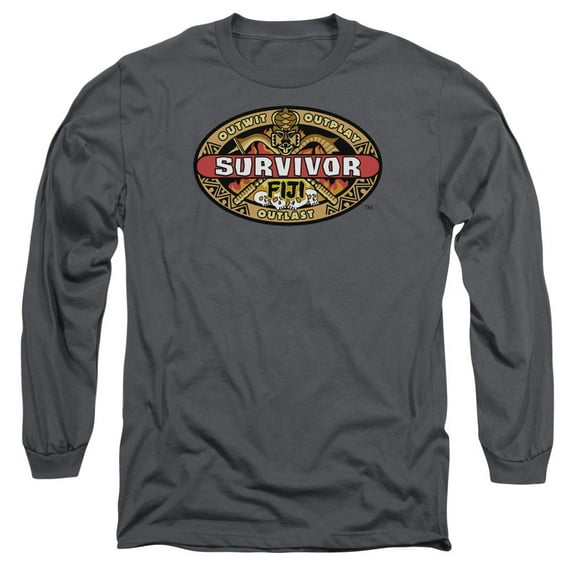 Survivor Fiji Long Sleeve Adult 18/1 T-Shirt Charcoal