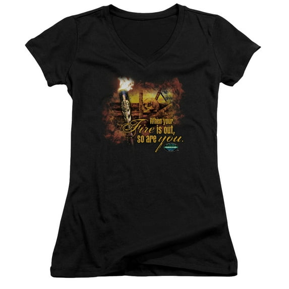 Survivor Fires Out Junior Women's V-Neck T-Shirt Black