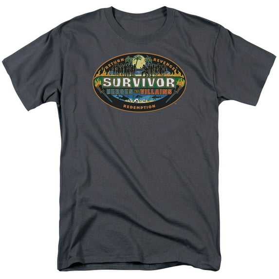 Survivor Heroes Vs Villains Adult 18/1 T-Shirt Charcoal