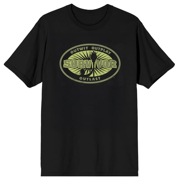 Survivor Logo Adult Black Crew Neck Short Sleeve T-shirt-XS