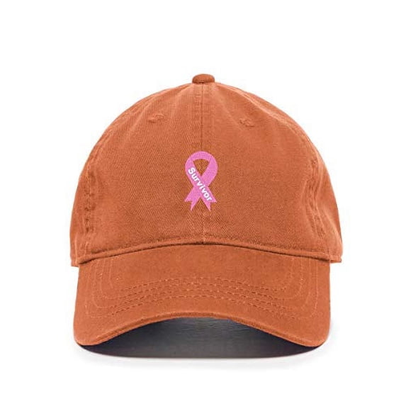 Survivor Pink Ribbon Baseball Cap Embroidered Cotton Adjustable Dad Hat