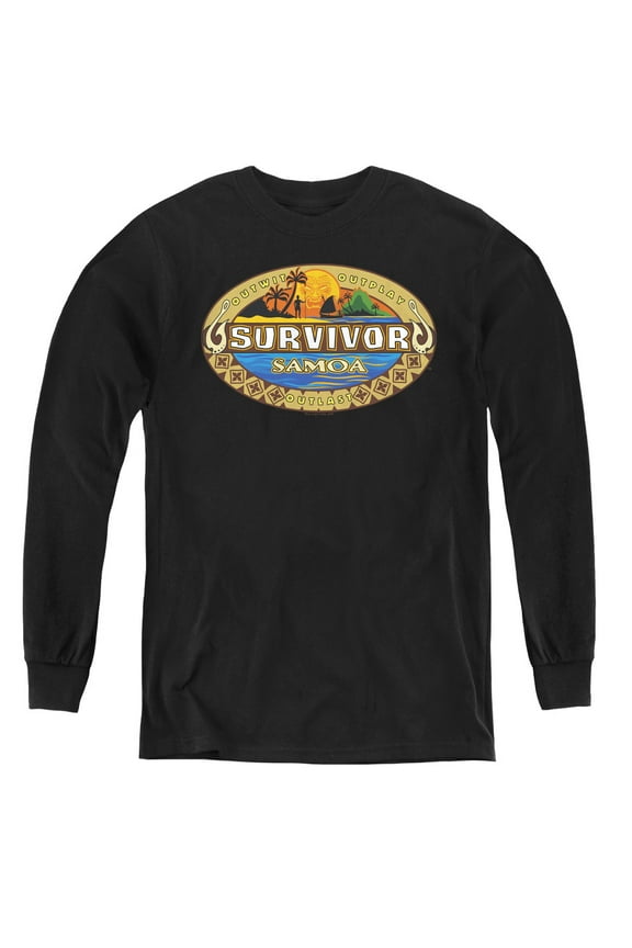 Survivor Samoa Logo Youth Long Sleeve T-Shirt Black