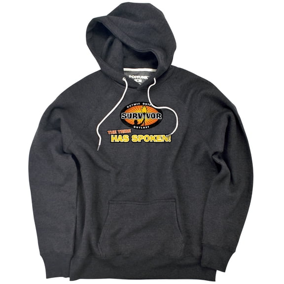 Survivor Tribe Has Spoken Unisex Adult Slim Fit Pull-Over Heather Hoodie, Charcoal, Small