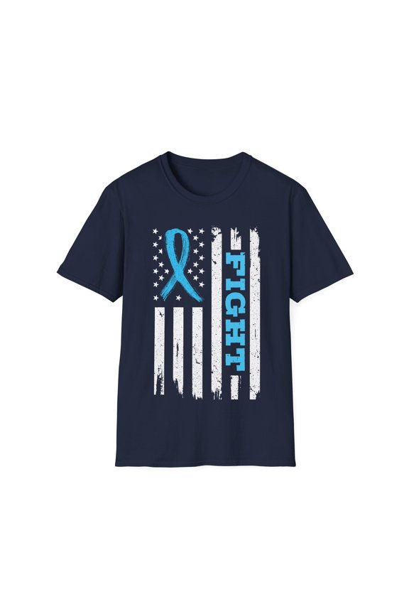 Survivor USA Flag Prostate Cancer Awareness Blue Ribbon TShirt