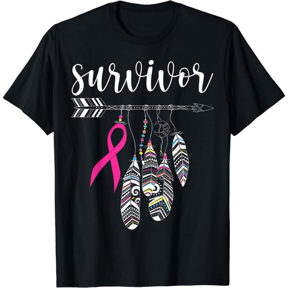 Survivor Warrior Pink Breast Cancer Ribbon Breast Cancer T-Shirt Black 4X-Large