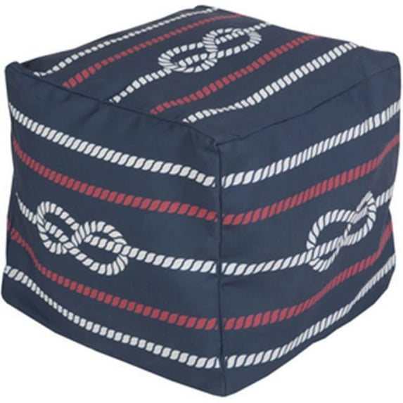 Surya Rug Cube Cobalt Pouf - Cobalt/Ivory - 18 x 18 x 18 in.