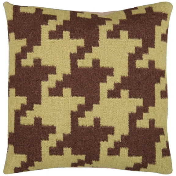 Surya 20" Square Houndstooth Indoor Throw Pillow - Brown/Green