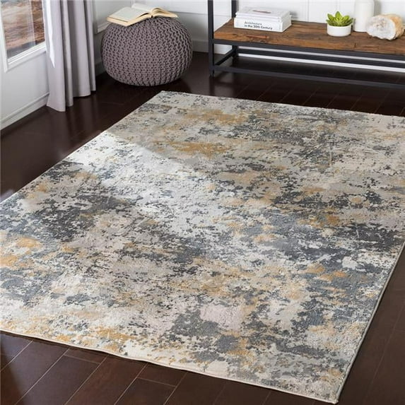 Surya Aisha AIS-2303 120 x 168" Rectangle Fabric Rug in Charcoal/Gray/Mustard