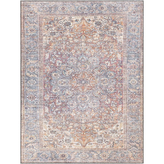 Surya Alanya ALY-2304 90 x 114" Rectangle Fabric Rug in Red/Dark Blue/Peach