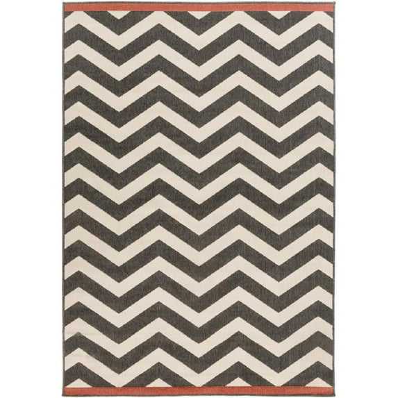 Alfresco Black/Rust 2'5" x 4'5" Modern Indoor/Outdoor Rectangle Area Rug