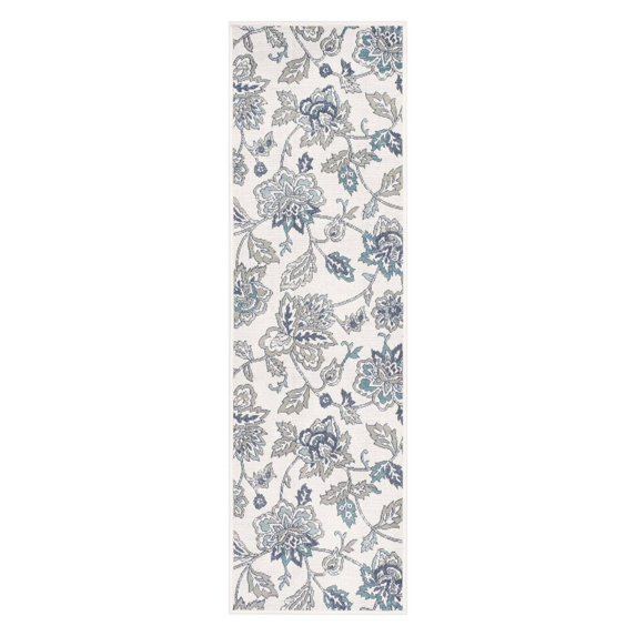 Alfresco ALF-9674 7'3" Round Rug in Aqua/Taupe/White/Charcoal/Teal