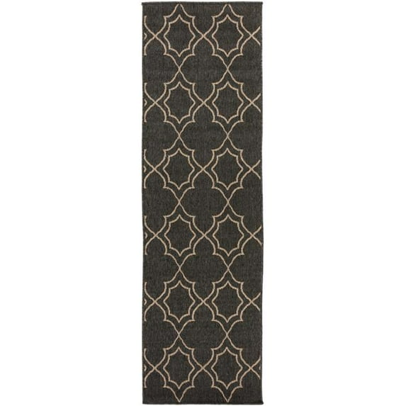 Surya Alfresco Runner Rug - Black - Camel - 2 ft. 3 in. x 7 ft. 9 in.