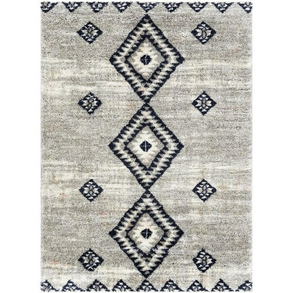 Aliyah shag Machin e Woven Global Rugs in Light Gray