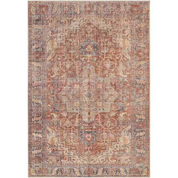 Surya Amelie AML-2334 24x35" Rectangle Chenille Rug in Burnt Orange/Denim