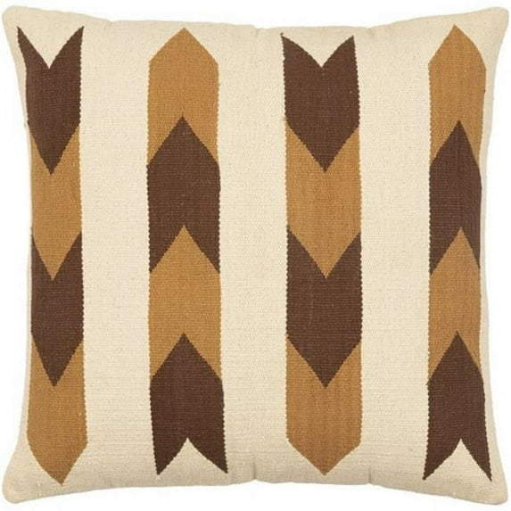 Surya Andrea NDR-005 22 x 22" Square Cotton Pillow Kit in Cream/Dark Brown