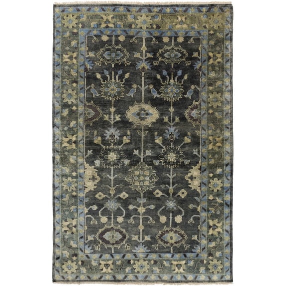 Surya Antique ATQ-1008 24x36" Rectangle Wool Rug in Charcoal/Dark Green