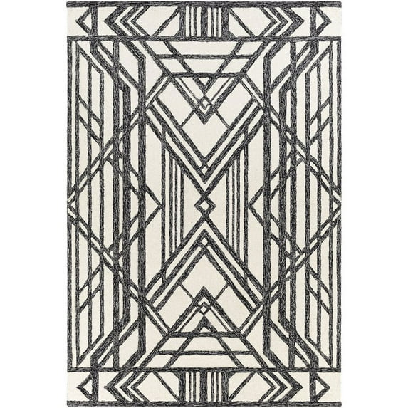 Surya Arsenal ARL-2301 96x120" Rectangle Modern Wool Area Rug in Black/Cream