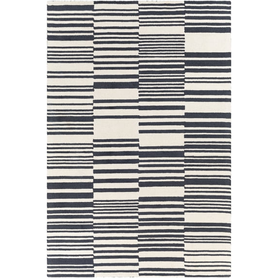 Arsenal Hand Tufted Modern Rugs in Black, Cream