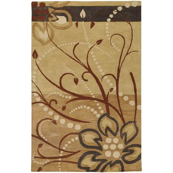 Surya Athena Area Rug ATH-5006 Tan Circles Flowers 2' 6" x 8' Rectangle