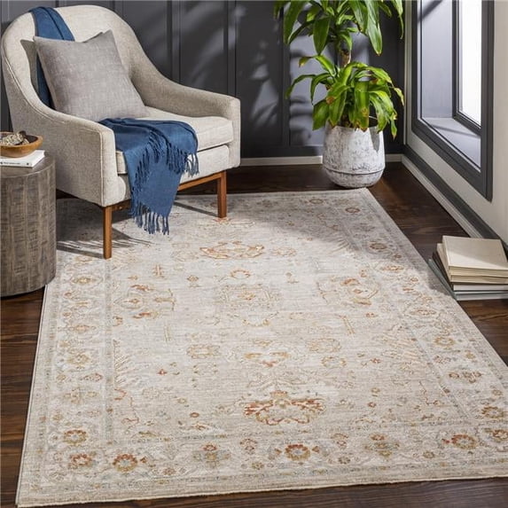 Surya Avant Garde AVT-2319 31x48" Rectangle Fabric Rug in Light Gray/Mustard