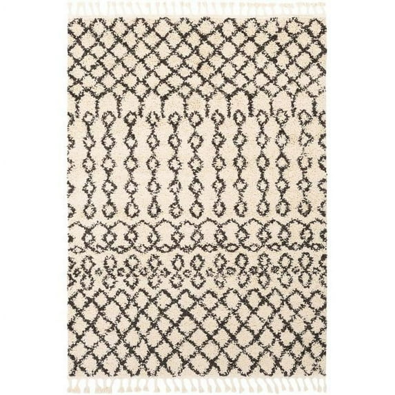 Surya BBE2309-1616 18 in. Berber Shag Area Rug, Charcoal & Beige