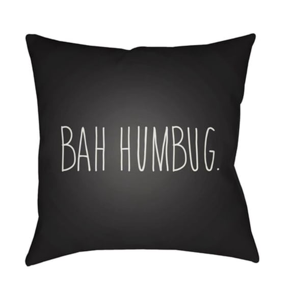 Surya Bahhumbug Square Throw Pillow - Black & White - 18 x 18 x 4 in.