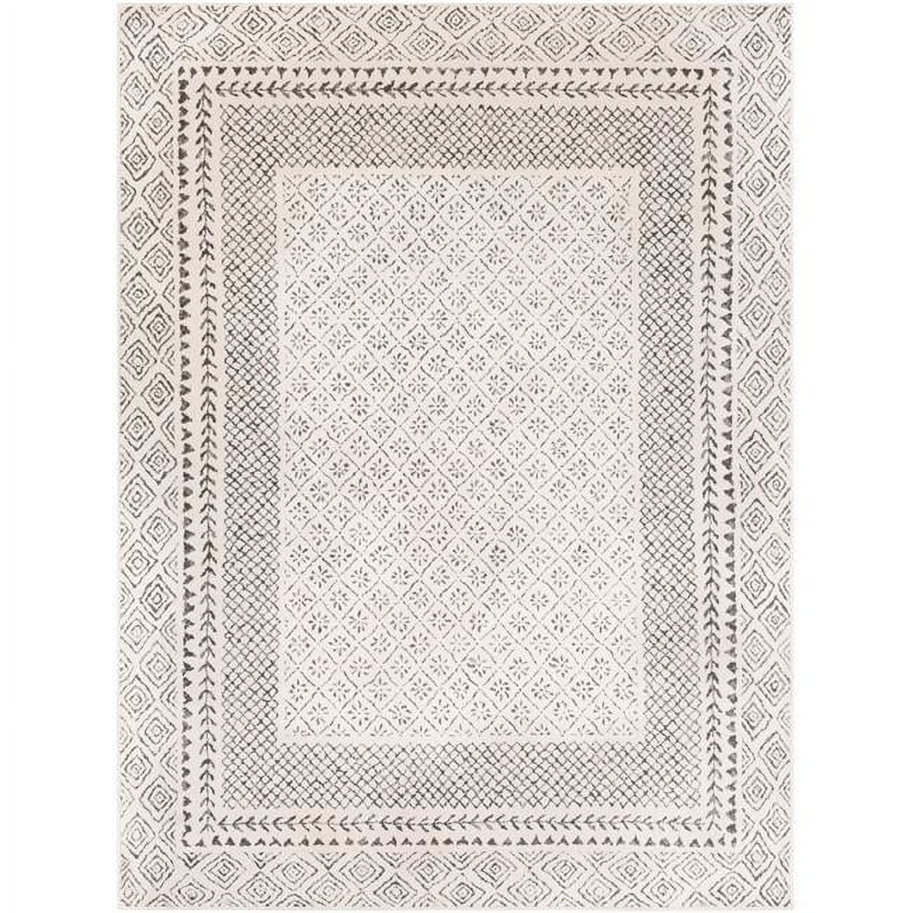 Gray and Beige Reversible Rectangular Stain-Resistant Area Rug