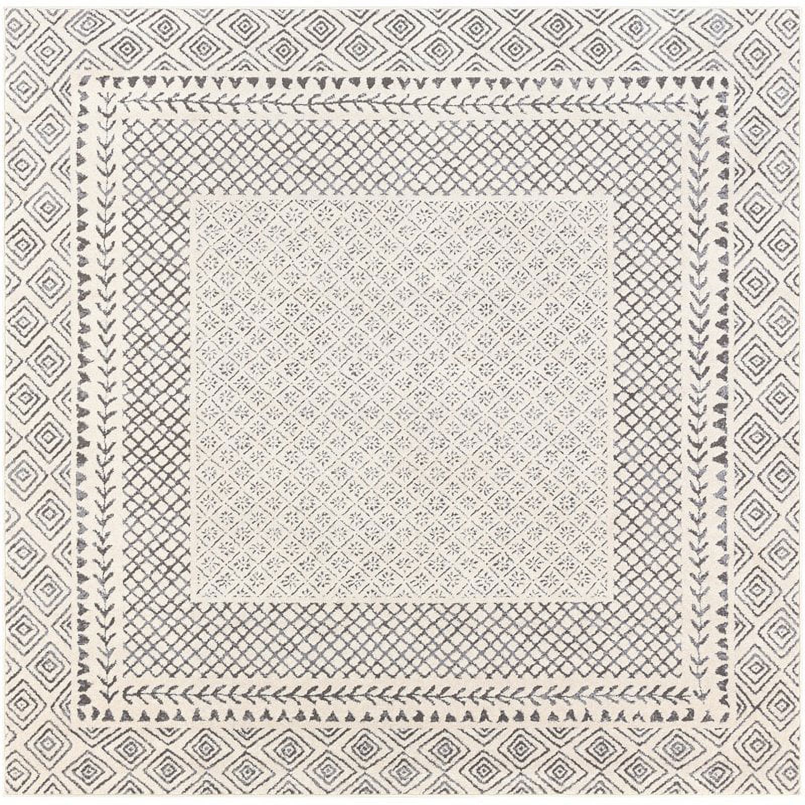 Surya Bahar BHR2321 79x79" Square Fabric Area Rug in Charcoal/Light