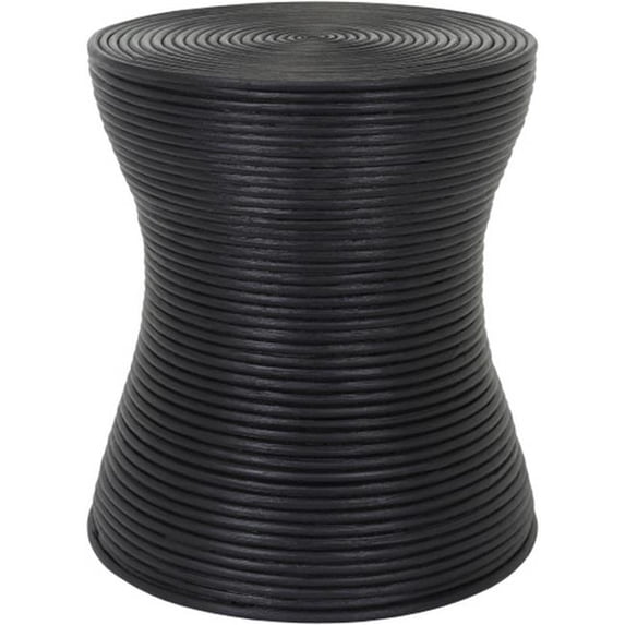 Surya Balinese 16" Modern Style Rattan End Table in Black Finish