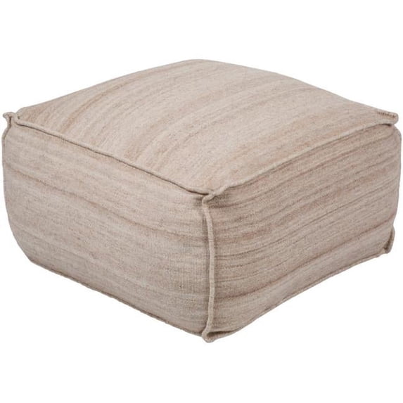 Surya BNPF003-252513 Barnsley Pouf - Ivory, Khaki & Dark Brown - 25 x 25 x 13 in.