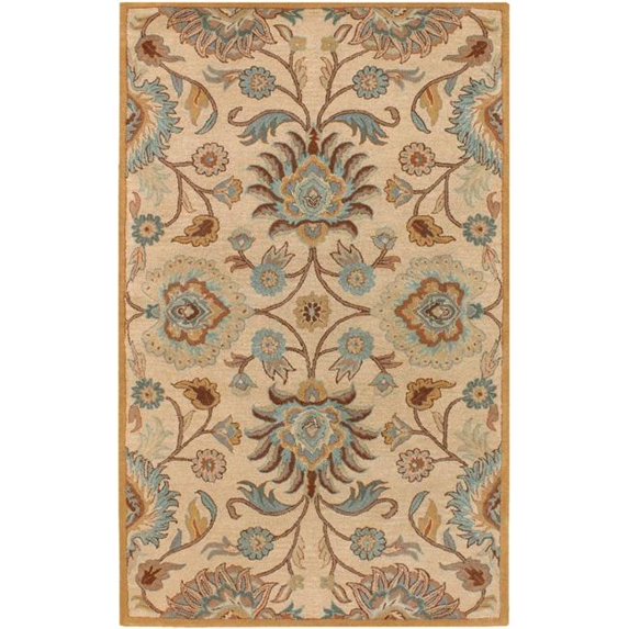 Surya Beige Caesar Collection Rug - 4 Ft Round - Authentic Hand Tufted Wool Rug