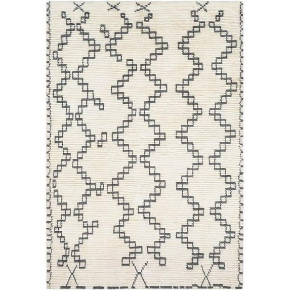 Surya Beni Ourain BON-2301 30x96" Runner Global Wool Area Rug in Ivory/Charcoal