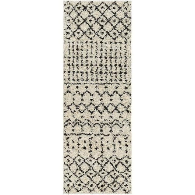 Surya Beni shag BSH-2310 31 x 87" Runner Fabric Rug in Black and Cream