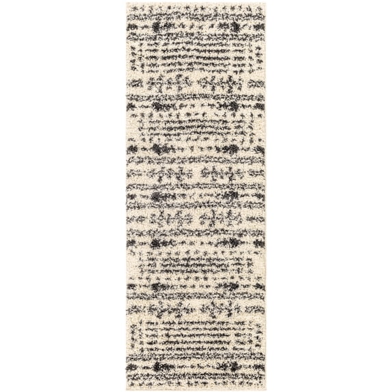 Beni shag Machine Woven Global Rugs in Black, Cream