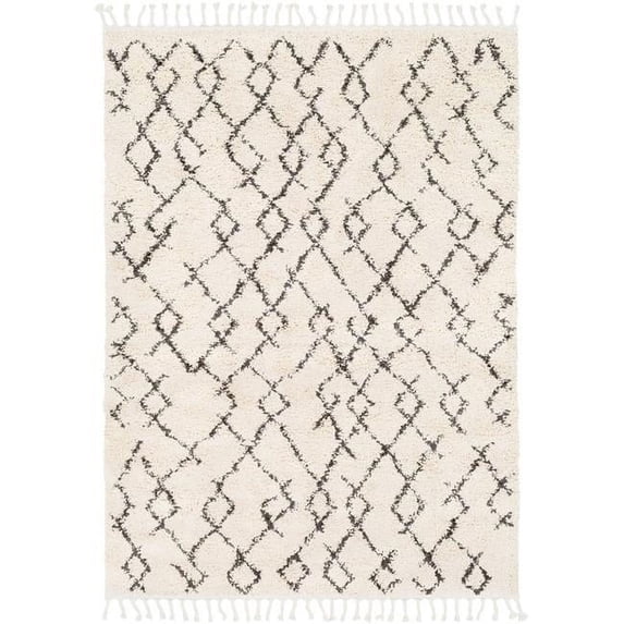 Surya Berber shag Global 3 ft. 11 in. x 5 ft. 7 in. Rectangle Area Rug - Charcoal & Beige