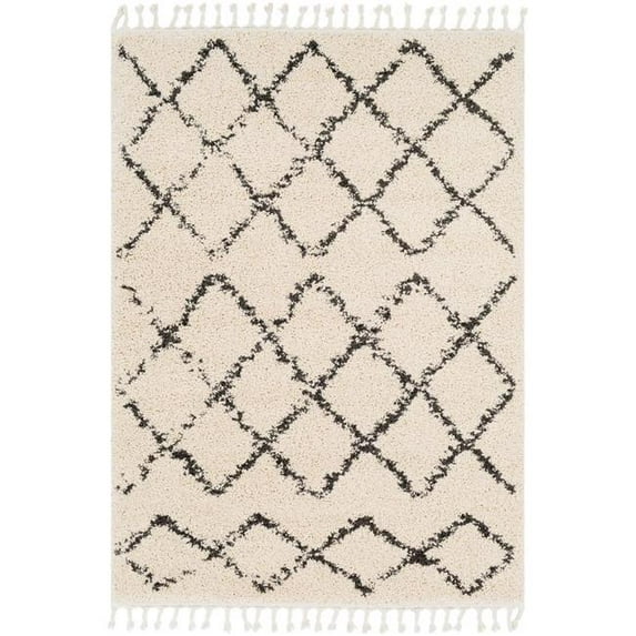 Surya Berber shag Global 3 ft. 11 in. x 5 ft. 7 in. Rectangle Area Rug - Charcoal & Beige