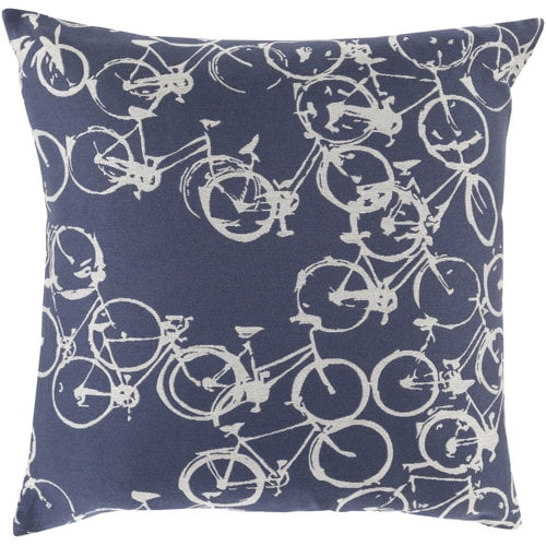 Surya Bicycle Print Throw Pillow