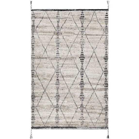 Surya Birch BHC-2302 96x120" Rectangle Fabric Area Rug in Medium Gray/Black
