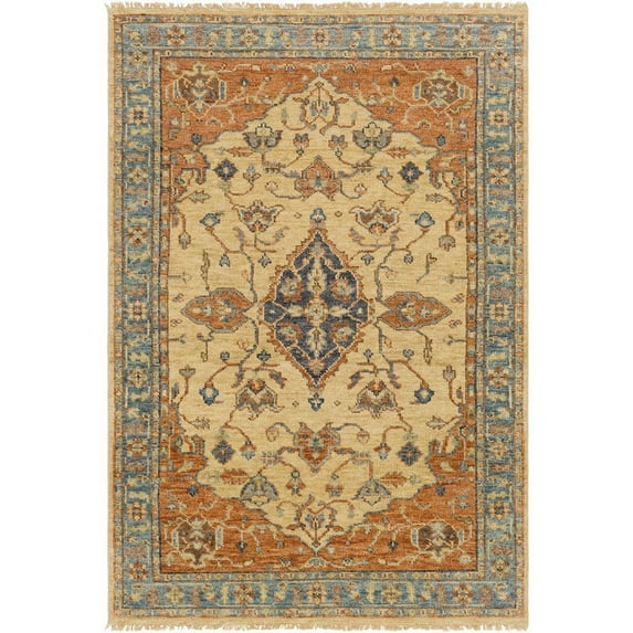 Surya Biscayne BSY-2300 108x156" Rectangle Wool Area Rug in Orange/Cream
