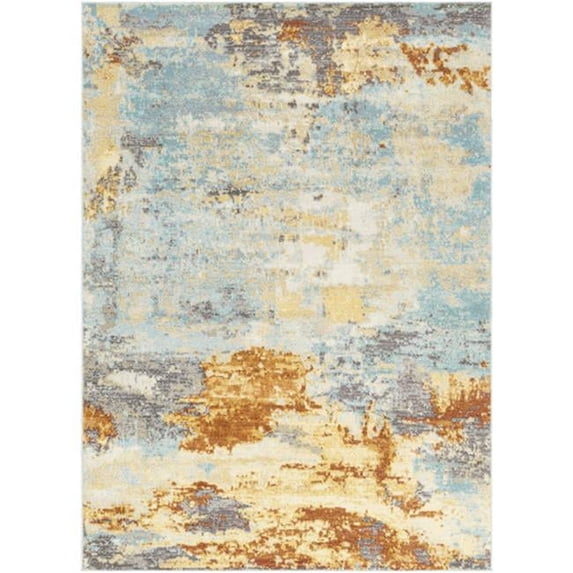 Surya Bodrum BDM-2301 106x144" Rectangle Fabric Rug in Saffron Orange/Pale Blue