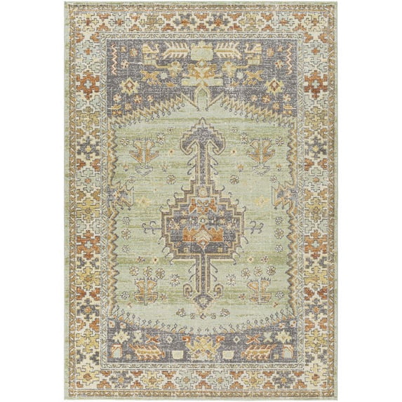 Surya Bodrum BDM-2334 63 x 87" Rectangle Fabric Rug in Medium Green/Medium Gray