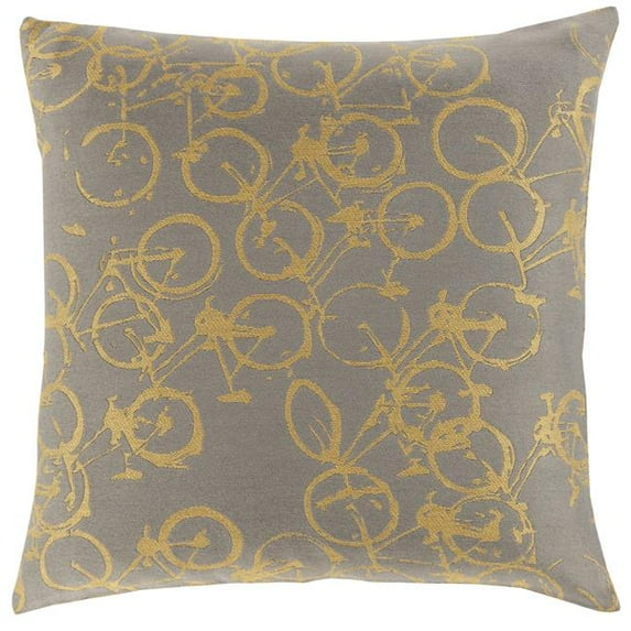 Livabliss 20 x 20 in. Pedal Power Contemporary Jacquard Pillow Kit, Mustard & Charcoal
