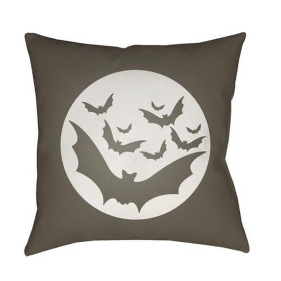 Surya Boo Square Throw Pillow - Gray & White - 18 x 18 x 4 in.