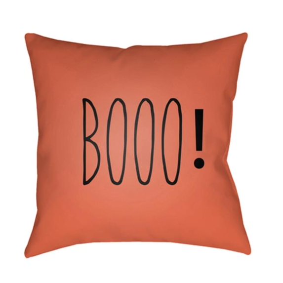 Surya 20 x 20 x 4 in. Boo Square Throw Pillow - Orange - Medium