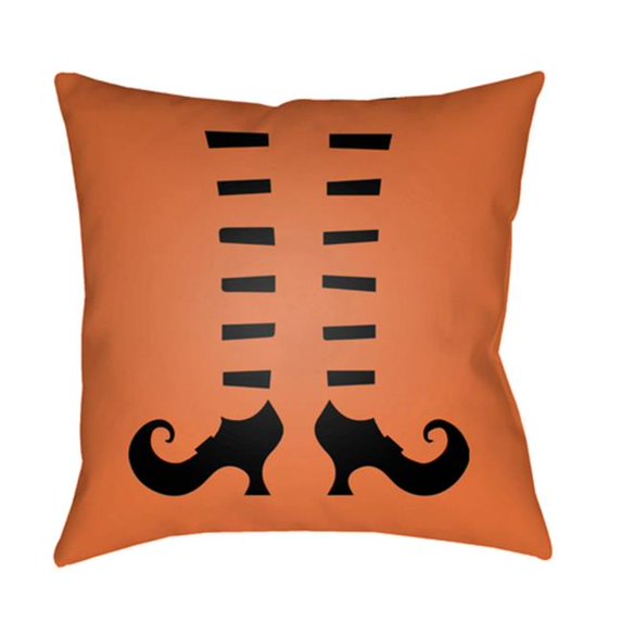 Surya Boo Square Throw Pillow - Orange & Black - 18 x 18 x 4 in.