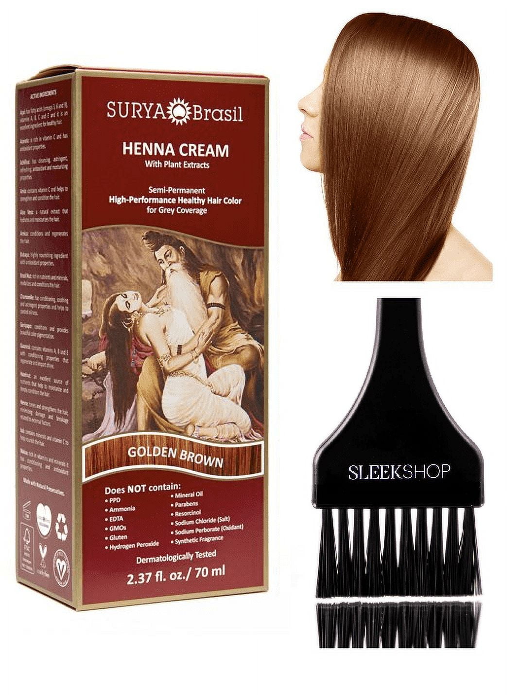 Surya Brasil All Natural HENNA Hair Color CREAM Plant Extracts, SemiPermanent for Grey Coverage