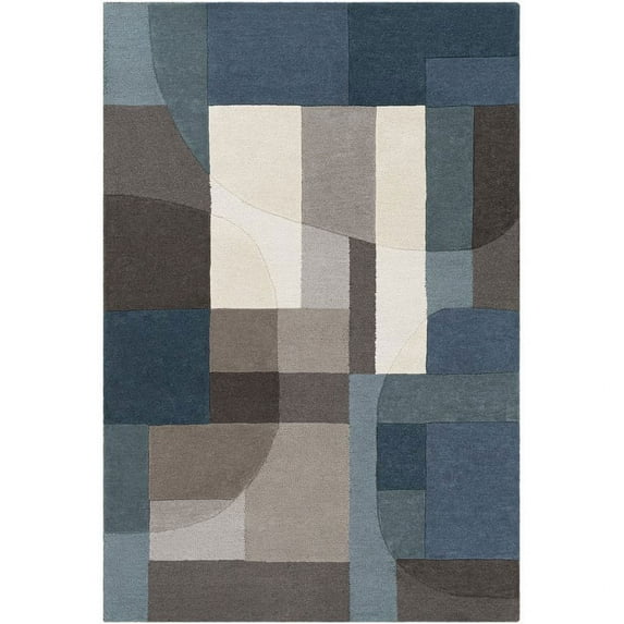 Surya Brooklyn BRO-2301 24x36" Rectangle Wool Rug in Teal/Gray/Dark Blue/Beige