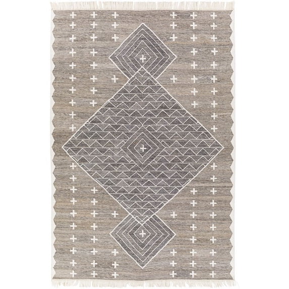 Surya Bursa BUR-2301 96 x 120" Rectangle Plastic Rug in Charcoal/Gray/Cream
