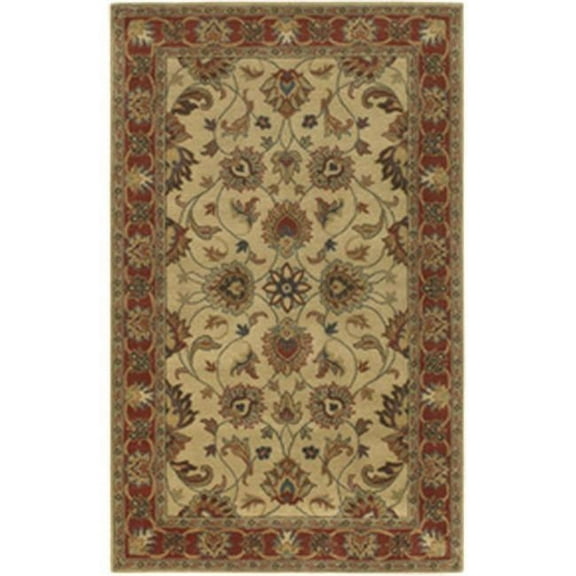 Surya Caesar CAE-1001 24x36" Rectangle Traditional Wool Rug in Brick Red/Tan